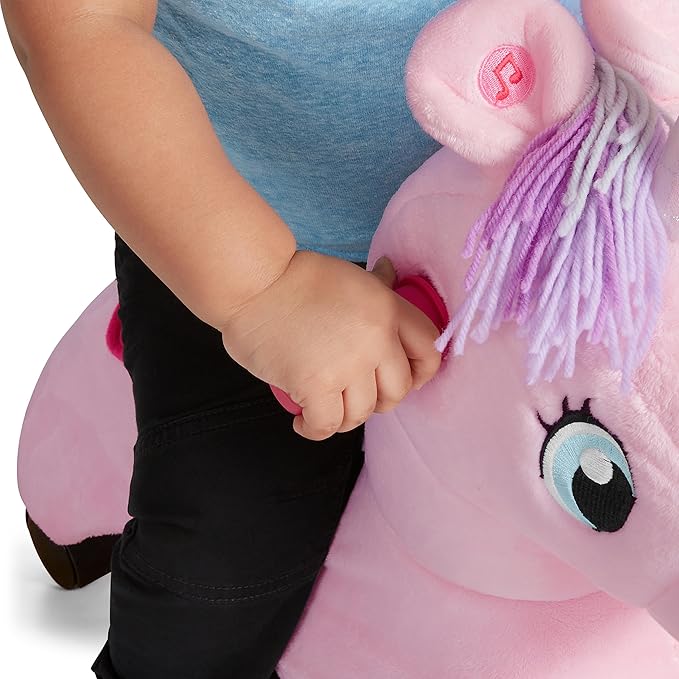 Radio Flyer Shimmer The Magic Unicorn Ride On, Ages 1-3, Interactive Lights & Sounds, Horn Lights Up While Riding, EZ-Glide 360-degree Wheels, Easy Grip Handles, Soft Plush Face, Toddler Ride On Toys