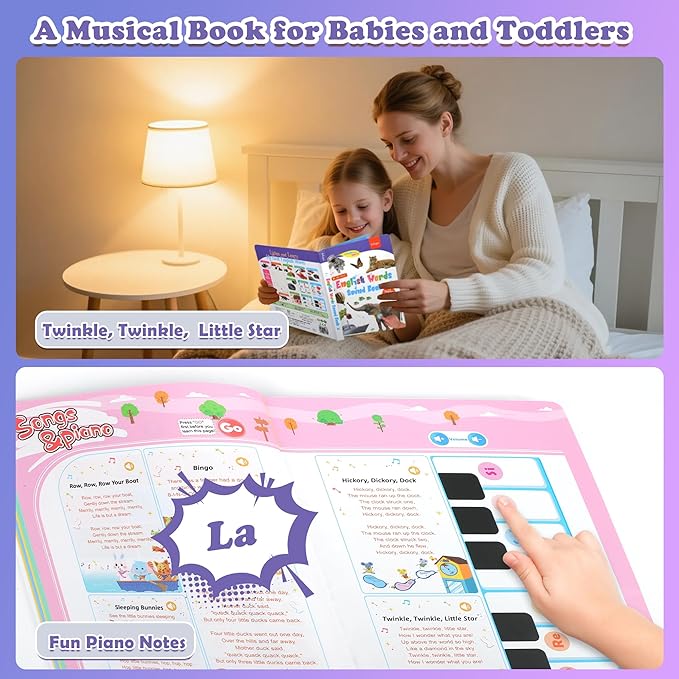 English Words Sound Book -Total 300+Words, 13 Themes, Interactive Audio Sound Books for Toddlers, Autism Sensory Games, Early Educational Gifts,Birthday Gift for Toddlers Kids Age 3 4 5