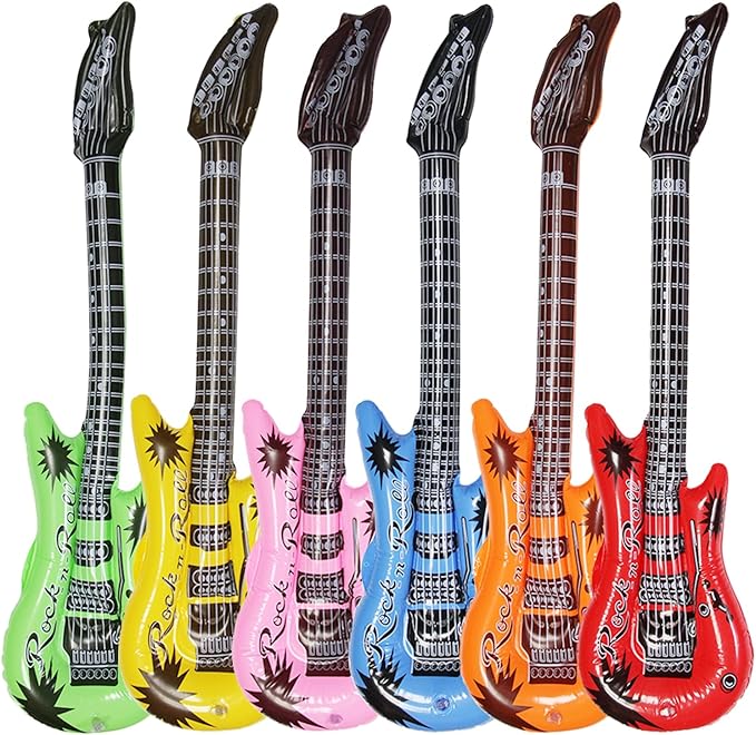 Dr.dudu Inflatable Guitar, Waterproof Assorted Colors Party Decoration (6pack)