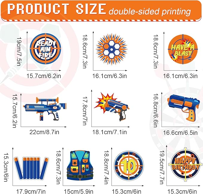 10 Pieces Dart War Party Decorations Nerf Dart War Gun Party Honeycomb Centerpieces Birthday Party Table Toppers Double RZ0037 0