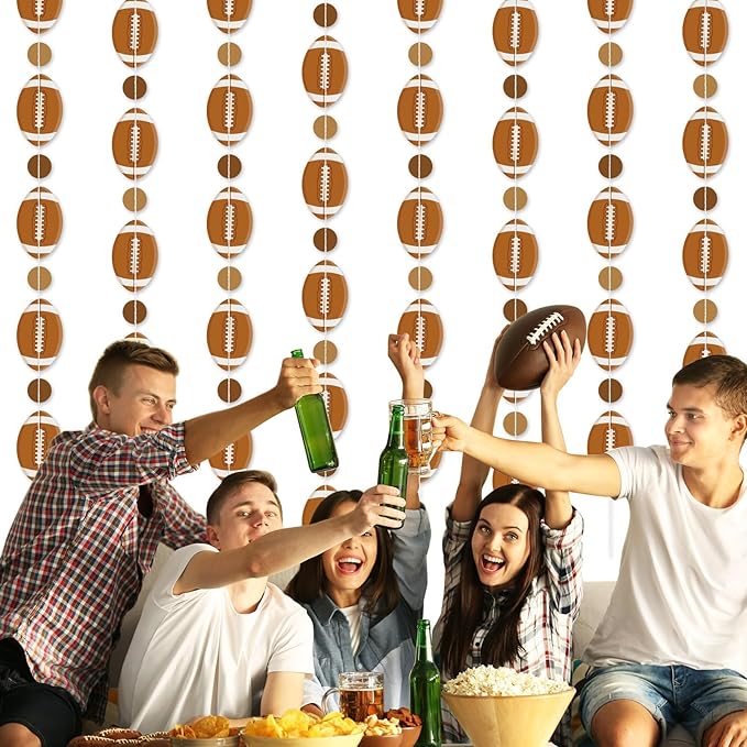 MARFOREVER 41 Ft Pre-Strung Football Garland Banner, Football Party Decorations Football Hanging Swirls Streamers for Sports Football Themed Party Home Classroom Birthday Decorations