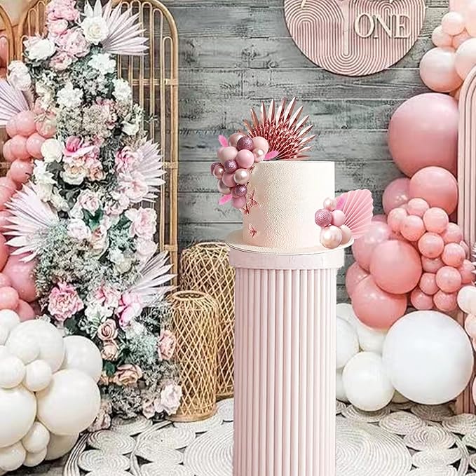 38 PCS Balls Cake Toppers Palm Leaves Cake Decorations for Birthday Wedding Baby Shower Party Supplies (Rose Gold)