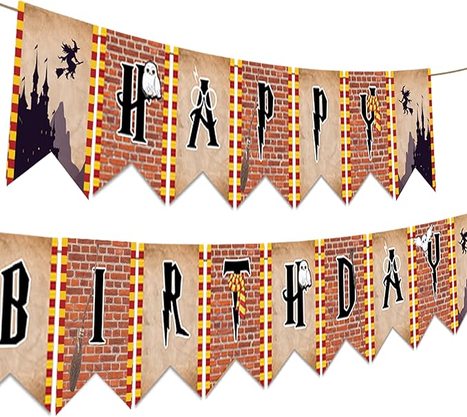Wizard Happy Birthday Banner 10 Feet Wizard Party Decorations Magical Birthday Decorations Magical Party Decorations Wizard Backdrop Wizard Props for Room Decorations