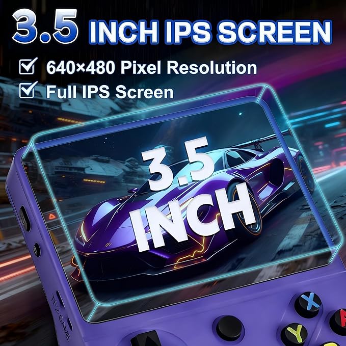 RG36PRO Video Game Console - Support 30000+Classic Games, 64G TF Card,Open Source System, 3.5-Inch Screen,3000mAh Battery, Portable Console for Travel, Gift for Adult or Partner-Purple