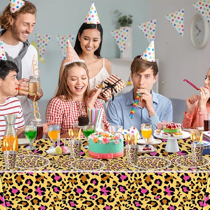 Leopard Print Party Decorations,Jungle Animal theme Decorations Include Tableware Cheetah Print Party Tableware Animal Cheetah Print Birthday Party Supplies