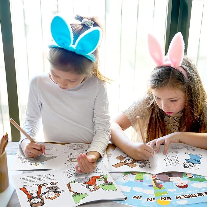 Easter Coloring Books for Kids - 24Pcs Bulk He is Risen Mini Coloring Booklet Religious DIY Art Drawing Book for Toddlers Spring Easter Holiday Party Goodie Bags Stuffers Sunday School Classroom Favor