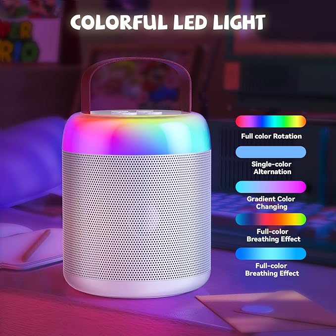 Mini Karaoke Machine for Kids, Portable Bluetooth Speaker with Wireless Microphones, Gift for Girls Toys 4, 5, 6, 7, 8, 10, 12+ Years Old Birthday Family Home Party(Y2-White-1 Mic)