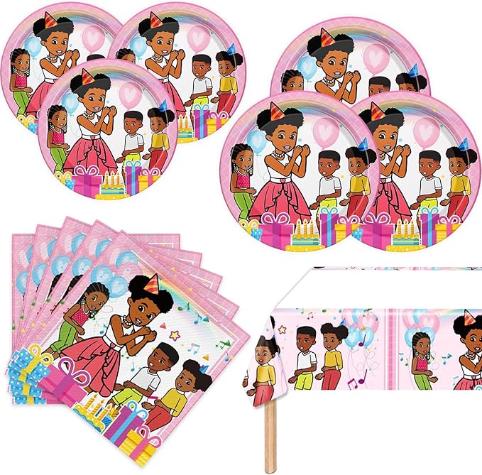 Gracies Corner Party Supplies 41Pack include 20 plates, 20 napkins 1 tablecloth for Gracies birthday party Decoration