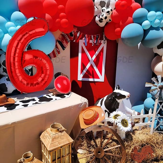40 Inch 6 Red Number Balloons Mylar Foil Helium Digital Balloons Baby Shower 6th Birthday Party Decor Supplies