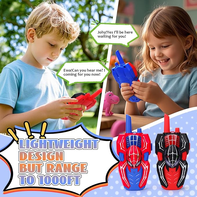 Kids Walkie Talkies Toys for 4 5 6 Years Old Boys,Spider Toy Gifts Age 4 5 6 7 8 Toddler Walkie Talkies 2 Pack with Lanyard for Outdoor Garden Hiking Camping Play Boy Girls Birthday Presents
