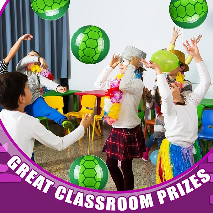 12 Pcs Turtle Party Favors Punching Balloons for Kids Green PVC Inflatable Punch Balloon Goodie Bags Stuffers Turtle Cartoon Birthday Party Supplies Decorations