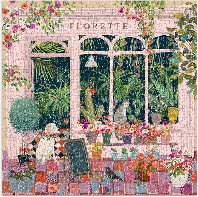 Galison Florette Puzzle, 500 Pieces, 20” x 20” – Floral Jigsaw Puzzle with a Beautiful Illustration by Victoria Ball – Thick Sturdy Pieces, Challenging Family Activity, Makes a Great Gift