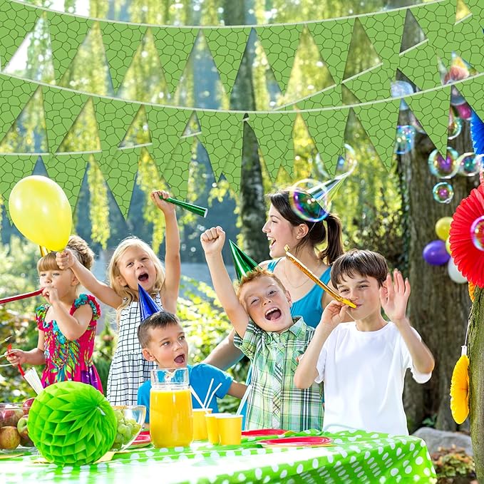 Tiamon 5 Pcs Green Turtle Birthday Banner Decoration Sea Turtle Themed Pennant Bunting 49.2 Ft Green Teenage Mutant Turtles Triangle Flag for Kids Birthday Teenager Cartoon Party Decoration