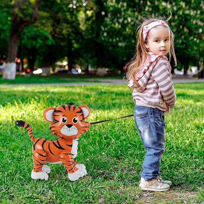 Standing Tiger Balloon, 24inch Large Jungle Safari Animals Foil Balloons, Walking Tiger Balloons for Kids Wild Zoo Party Baby Shower Birthday Decor Supplies