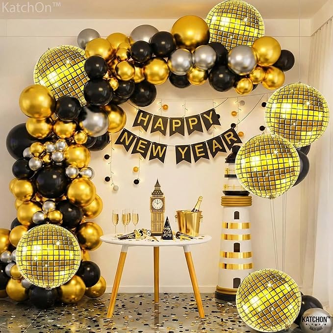 KatchOn, Huge Gold Disco Ball Balloons - 22 Inch Pack of 6 | 4D Disco Balloon for Golden Birthday Party Decorations, Gold Party Decorations | Disco Ball Decoration, Graduation Decorations 2026