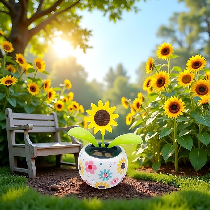 Sunflower Solar Dancing Flowers, Cute Solar Powered Dancing Swinging Flower, Swinging Solar Power Flip Flap Flower Decor Gift,Car Home Desk,Detective and Spy,Learning and Education