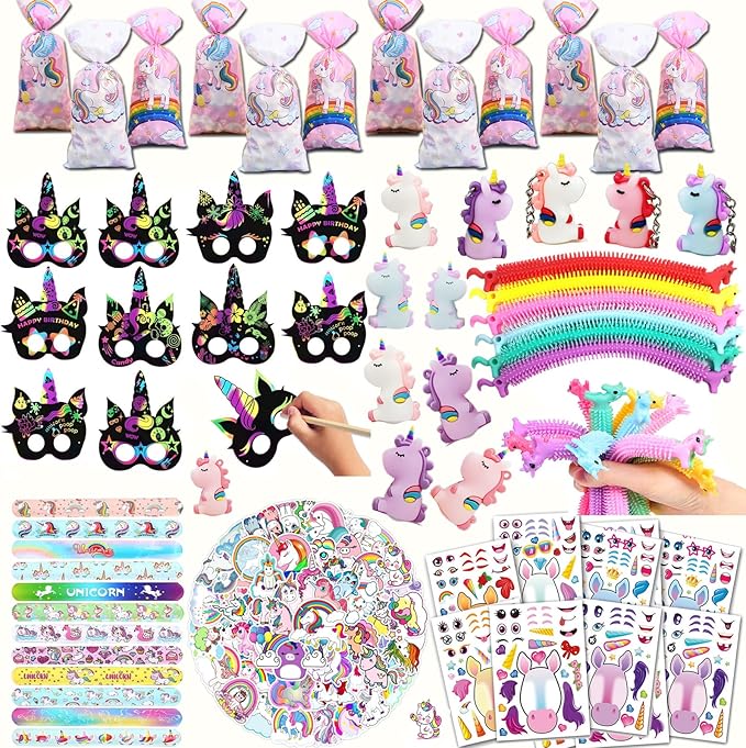 Unicorn Party Favors - Kids' Birthday Supplies, Goodie Bags Decorations, Fillers & Toys - Pink