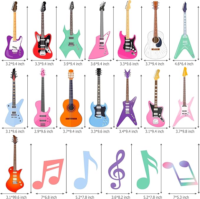 Guitar Party Hanging Swirls Guitar Birthday Decoration Guitar Themed Swirl Ceiling Muscial Party Hanging Streamer for Girls Rock Guitar Party Baby Shower Supplies