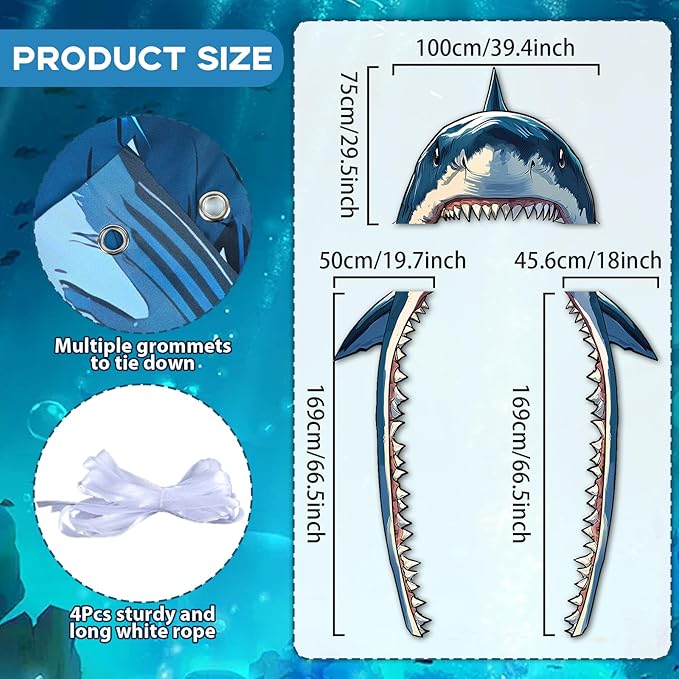 Shark Party Porch Banner Sea Shark Themed Party Door Decoration Shark Door Banner Hanging Supplies Sea Animal Photo Backdrop for Ocean Birthday Photo Booth Prop Door Covering Wrap Supplies