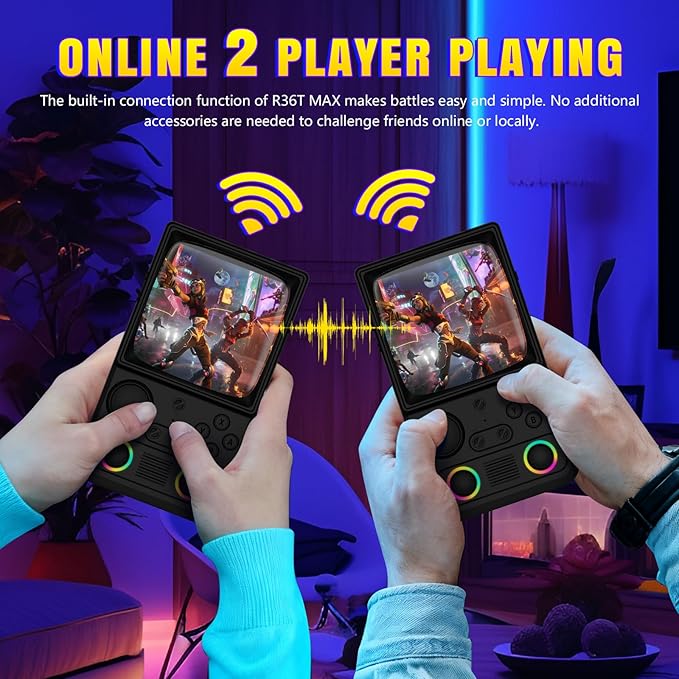 R36TMAX Upgraded Retro Handheld Game Console with 4000mAh Battery, 4.0'' IPS Screen, Retro Gaming Console with Portable Case, Supports WiFi Networked Fighting and OTG (Classic Black)