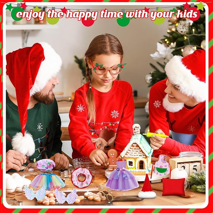 Kacctyen 18 Pcs Fairy Clothes Christmas Accessories Include Christmas Doll Dress Skirt Sleeping Bag Bathrobe Apron Chef Hat Scarf Glasses Pillow Mask Shoes Hammock Fairy Stick for Doll