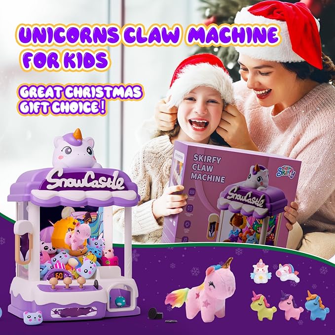 Skirfy Large Claws Machines 12'' for Kids Adults,Girls Unicorns Toys,Candy Grabber Prize Dispenser 15 Stuffeds Toys,Electronic Arcades Game Christmas Thanksgiving Birthday Gifts for Age 6-12
