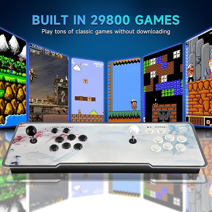 Pandora Box Arcade, 29800 Games in 1 Arcade Game Console, 1280x720 Full HD Retro Gaming Machine for PC & Projector & TV 2-4 Players 3D Games Favorite List Save/Search/Hide/Pause/Delete Game