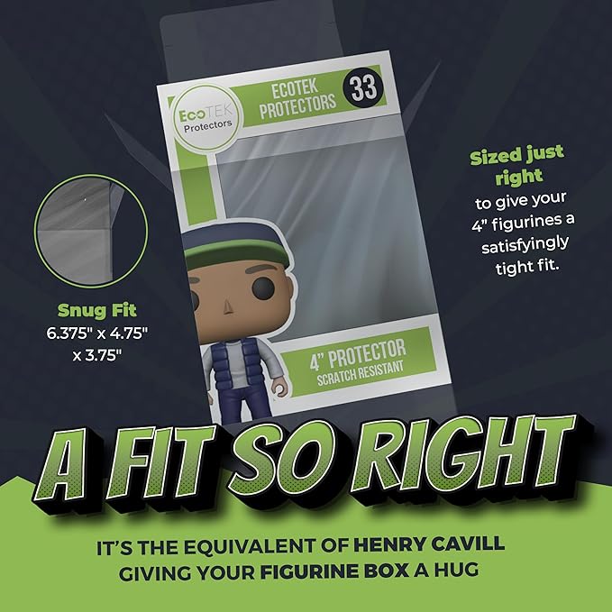 EcoTEK Protectors, 100-Pack Protective Cases Fits 4" Display Figures – Scratch-Resistant, Strong, Crystal Clear Acid-Safe Display Case for Action Figures, Toys, and Collectibles