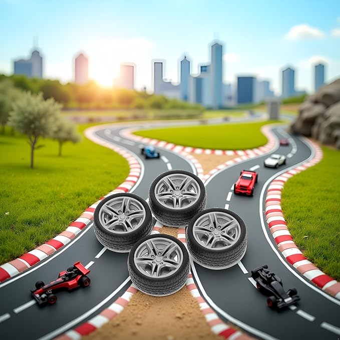4Pcs Black Tires, 48mm Simulation Rubber Wheel Tire Wheel Toy Model DIY RC Spare Parts Easy Installation,Tire and Wheel Sets, Remote and App Controlled Vehicles and Parts,Sets