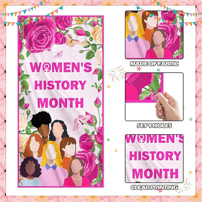 Women's History Month Decorations, National Women's Door Cover Banner Decoration for Home Party, Womens Rights Celebration Event Outdoor Party Decor Supplies for School Office Community