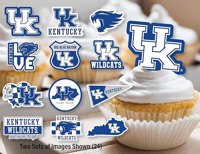 University of Kentucky Cupcake Topper Party Supplies for UK Football, Birthday, Graduation Party Decorations (24 Pieces) (Kentucky Wildcats)