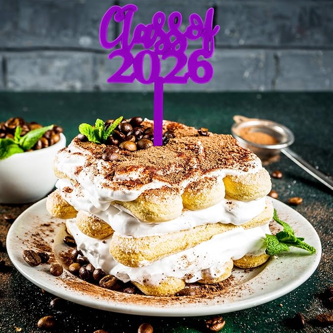 Boao 90 Pieces Class of 2026 Theme Graduation Cake Topper Plastic Cupcake Picks Graduation Cupcake Decorations for Party Supplies and Favors, 3 Styles(Purple)