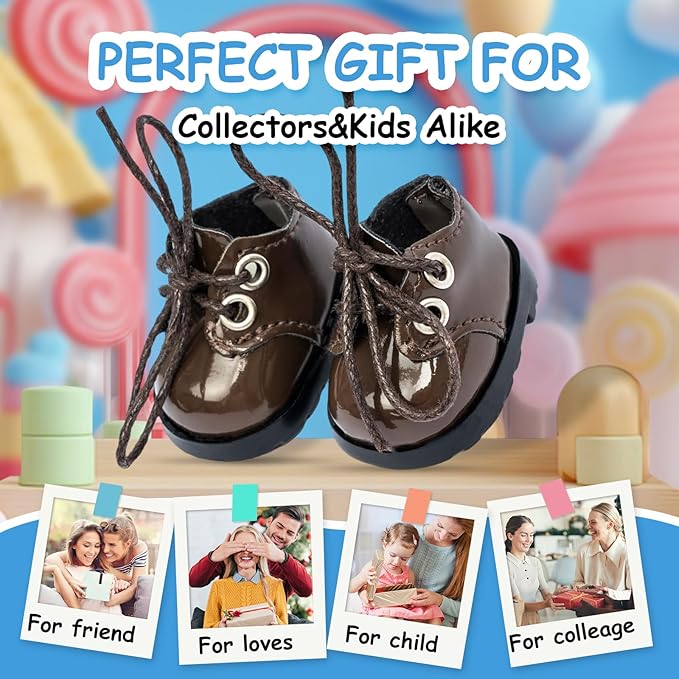 15-17cm Doll Shoes for 15-17cm Doll Boots, 5inch Doll Shoes Accessories Easter Gifts (Brown)