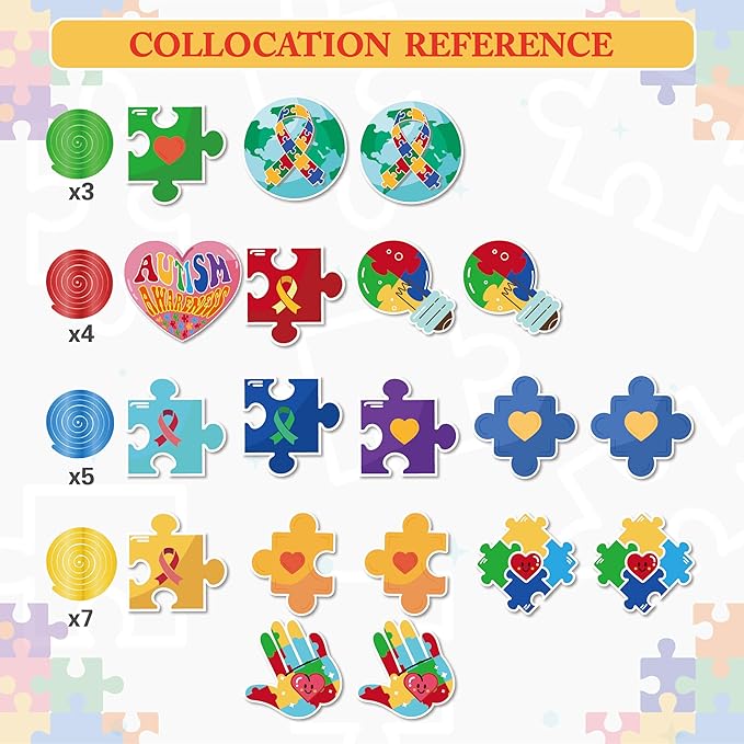 38pcs Autism Awareness Hanging Swirl Decorations, Autism Awareness Puzzle Piece Hanging Swirls for Home Party Wall Decoration, April Festival Party Supplies