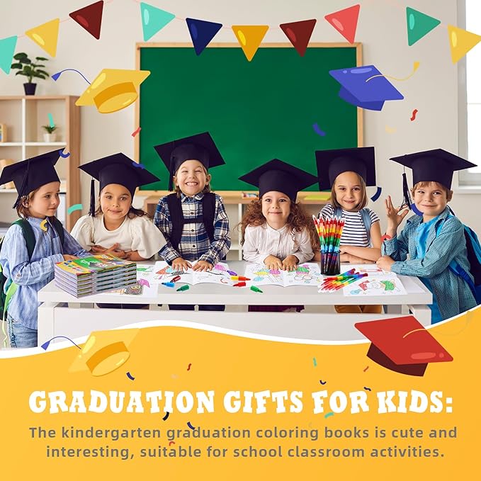 BenLouis 24 Pcs Kindergarten Graduation Mini Coloring Books Kids Preschool Graduation Party Favors Small Activity Books Bulk for Kids Student Congrats Grad Goodie Bags Stuffers Gifts Classroom Travel