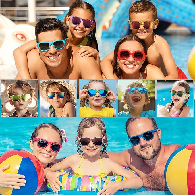 Kids Sunglasses Bulk Party Favors, Neon Polarized UV400 Protection for Boys Girls Ages 3-8, Goodie Bags Stuffers for Birthday Valentine Beach Pool & Classroom Party Supplies (24 Packs)