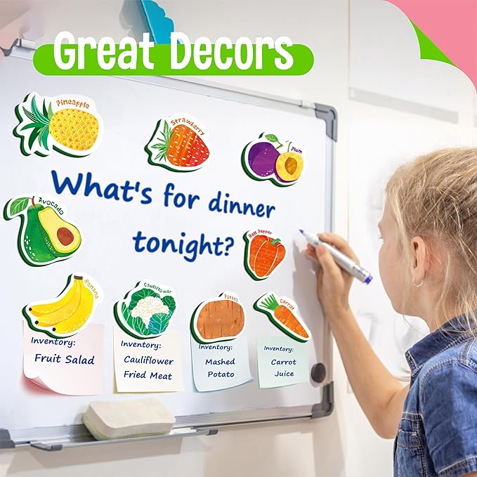 35 PCS Fruit & Vegetable Magnets, Adorable Magnetic Fruits Veggies Thick Foam Fridge Magnets Cute Educational Learning Toys for Toddles Kids