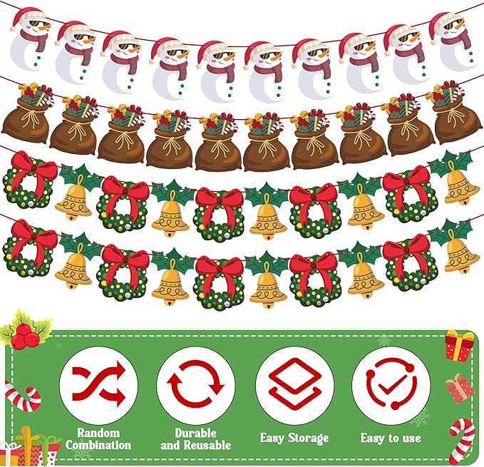 OHOME Christmas Decorations - Christmas Ornaments,40 Pack Christmas Garland | Christmas Tree Decorations for Party,Christmas Backdrop for Indoor Outdoor | Christmas Wreaths for Front Door Wall Yard