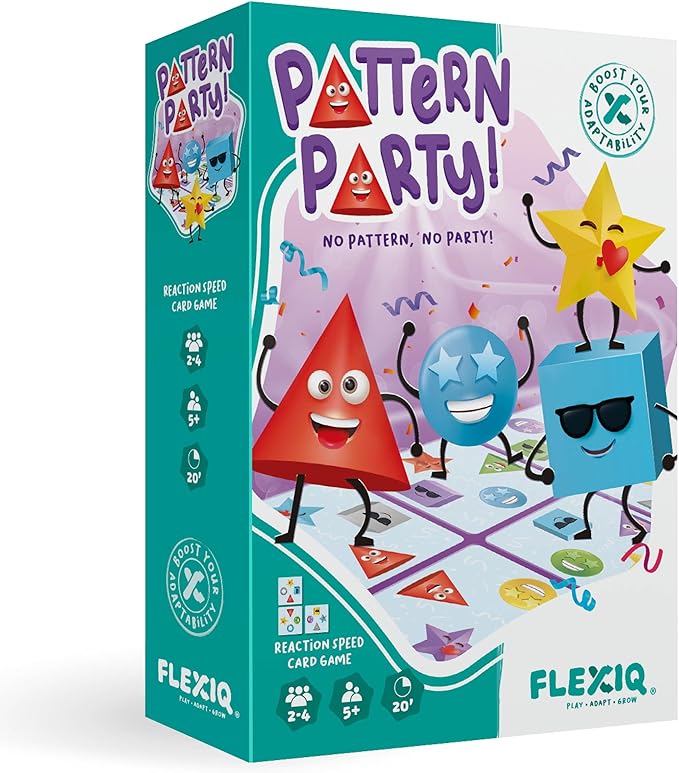 Pattern Party — Head-to-Head Puzzle Game by FlexiQ, Brain Teasers for Kids 5+, Board Games for Family Night
