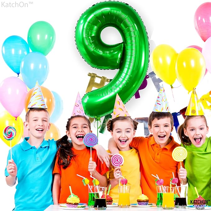 KatchOn, Giant Dark Green Number 9 Balloon - 40 Inch | | Foil 9 Birthday Balloon for 9th Birthday Decorations | 9th Anniversary Decoration | Green Party Decoration
