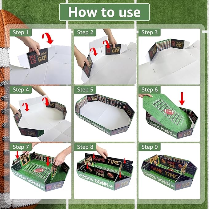Football Birthday Party Decorations for Boys Serves 24 – Kids Sports Theme Party Supplies with Large Snack Stadium Tray, Plates, Cups, Banner & Tablecloth