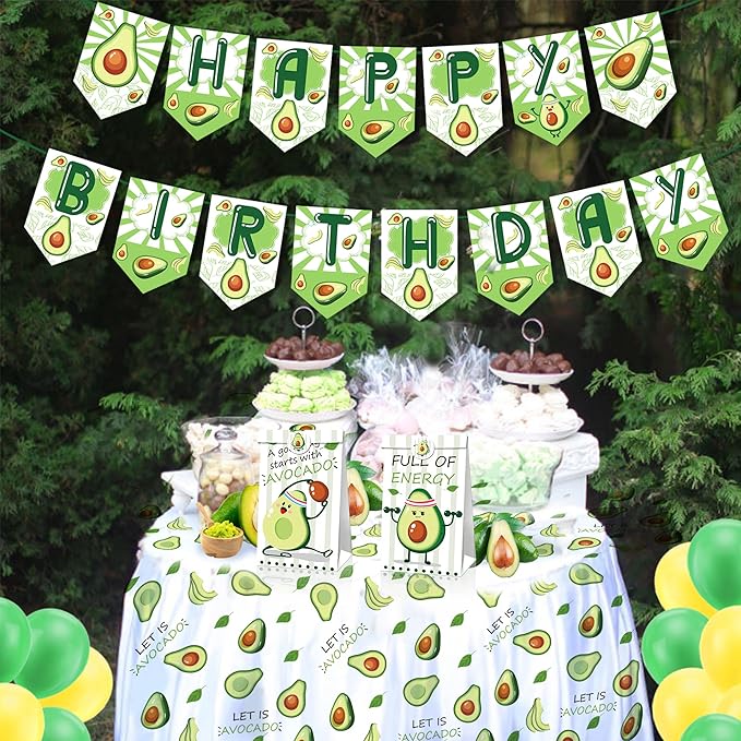 CC HOME 1pcs Avocado Theme Banner Party Supplies for Avocado Fruit Decorations Birthday Party Bunting Banner