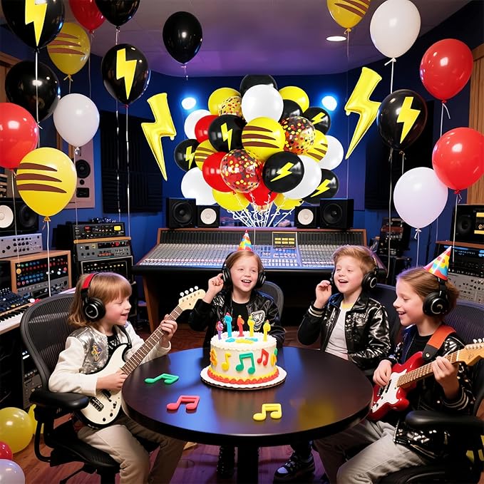 Red Black Yellow Balloon 39Pcs 12 Inch，Lightning Print Balloons for Cartoon Themed Birthday Party Decorations Boys Girls Gatherings Party Supplies