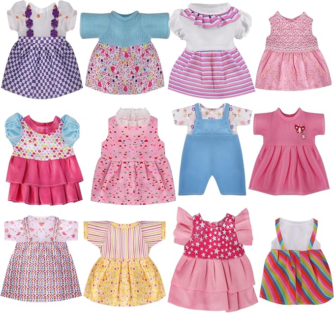Alive Doll Clothes: 12 Sets Colorful Princess Dress, Romper, Sweater Costume & Accessories for 12-14 Inch Dolls - Perfect for Christmas & Birthday Gifts