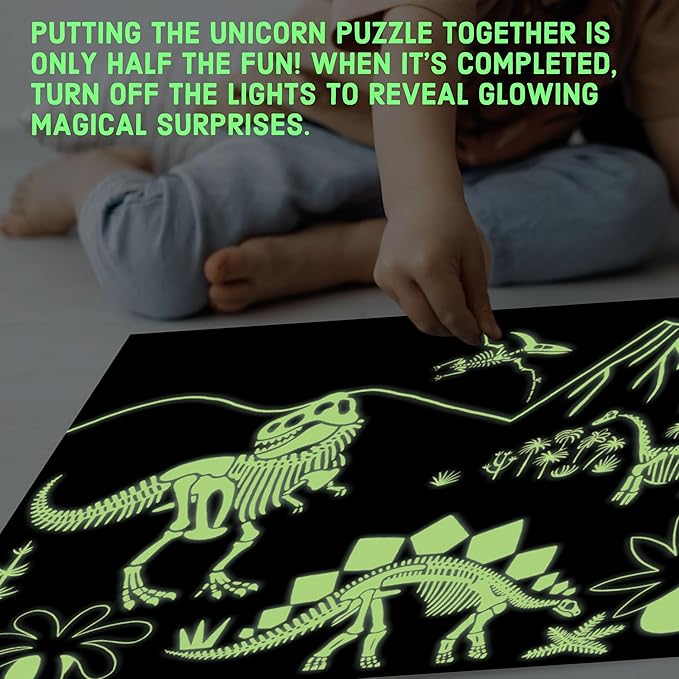 Mudpuppy Dinosaur Park – 100 Piece Glow in The Dark Jigsaw Puzzle with a Prehistoric Scene of Dinosaurs and Hidden Fossil Details in The Dark