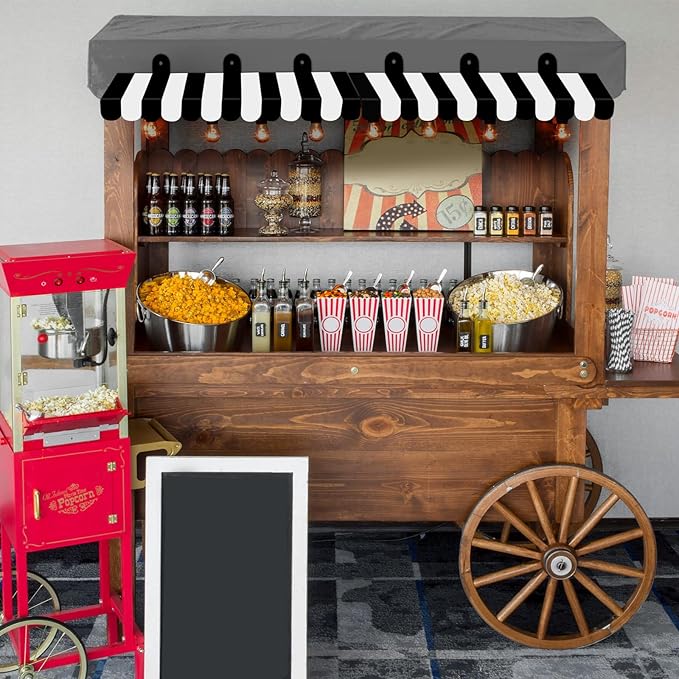 2 Pcs Circus Awning Wall Decorations 3D Carnival Tent Striped Awnings for Carnival Theme Party Ice Cream Station Classroom Decoration Circus Party Supplies (Black and White)