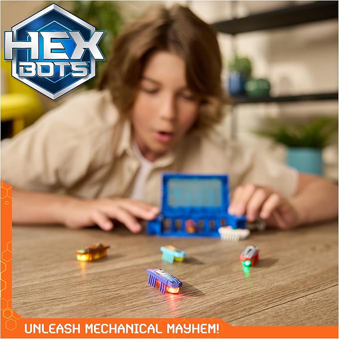 HEX Bots Nano On-The-Go Launcher with 1 Bonus Flash Nano, Autonomous Mini Robot Sensory Toy and Carrying Case, Toy Playsets for Kids Ages 3 and up
