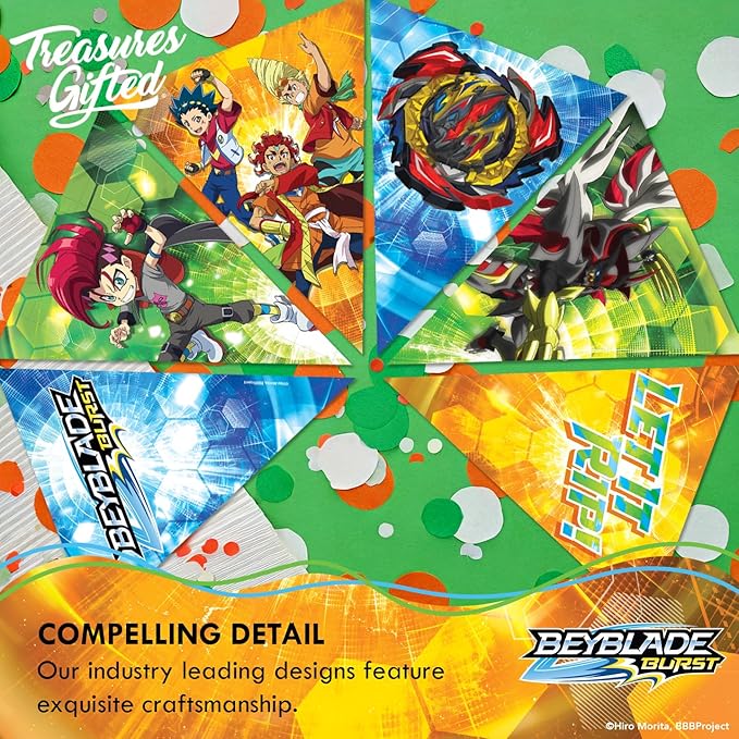 Officially Licensed BEYBLADE Banner Set - (1) Banner & (2) Triangle Pennants - BEYBLADE Birthday Party Supplies