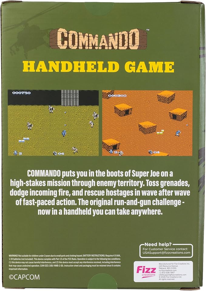 Commando Handheld Retro Game. Full Color 2.5" Screen. Original Gameplay & Sounds.