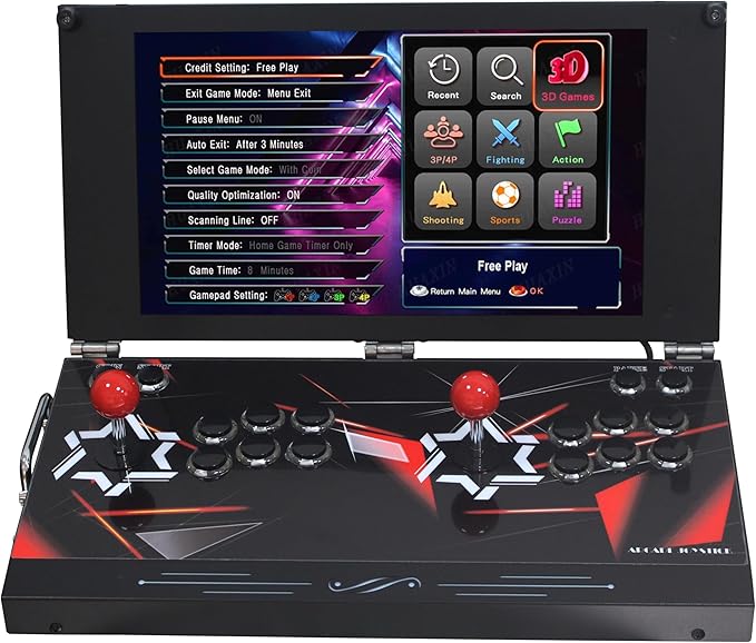 9800 Hand-held Portable Arcade Console 17.5-inch HD Screen Dual Players Retro Electronic Game Box DX, Retro Video Game Machine Search/Hide/Save/Load/Pause Games